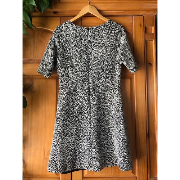 Banana Republic Short Sleeve A-Line Dress Herringbone Print Sz 10 - Picture 7 of 13